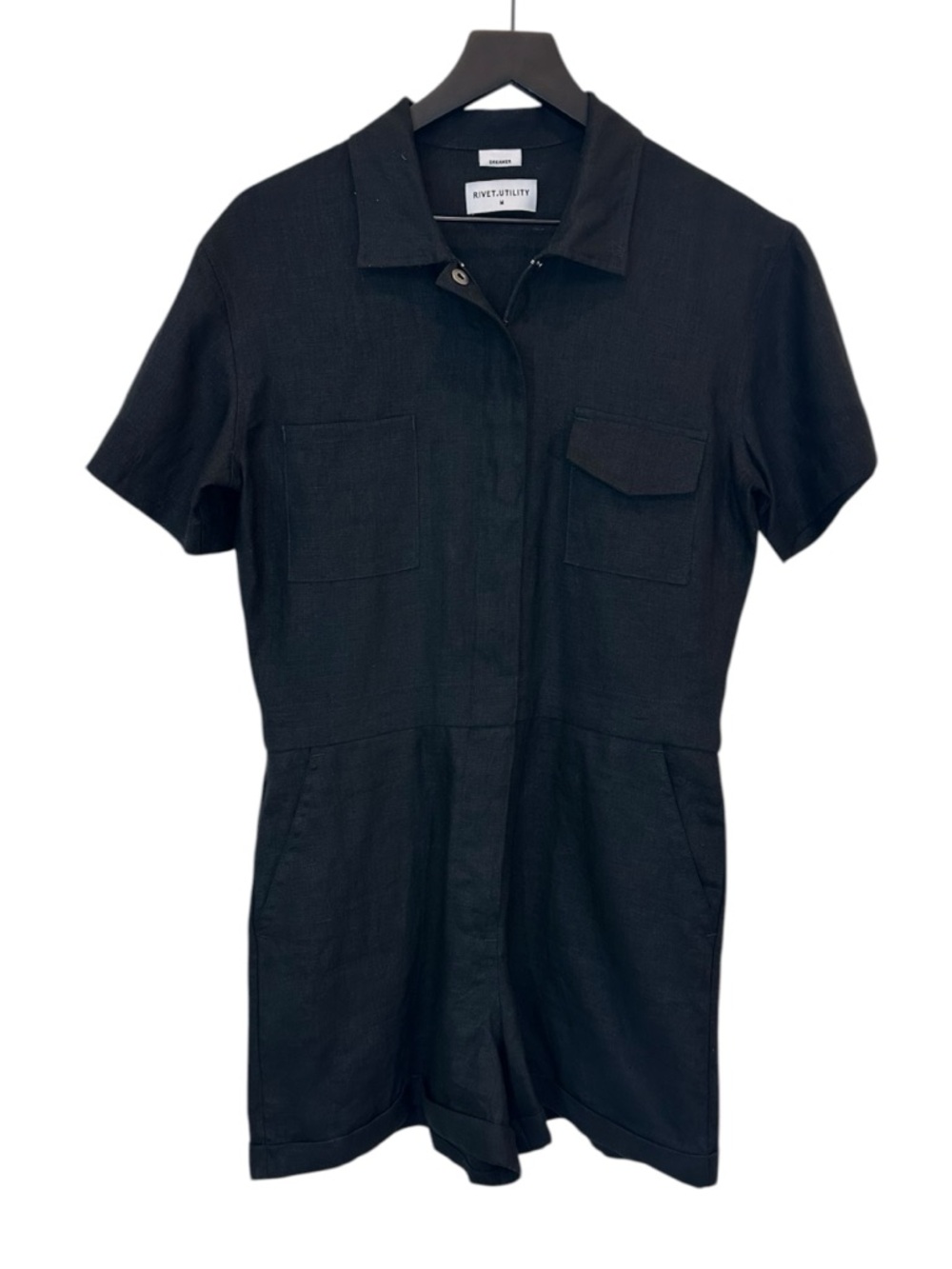 Rivet Utility Black Dreamer Linen Romper